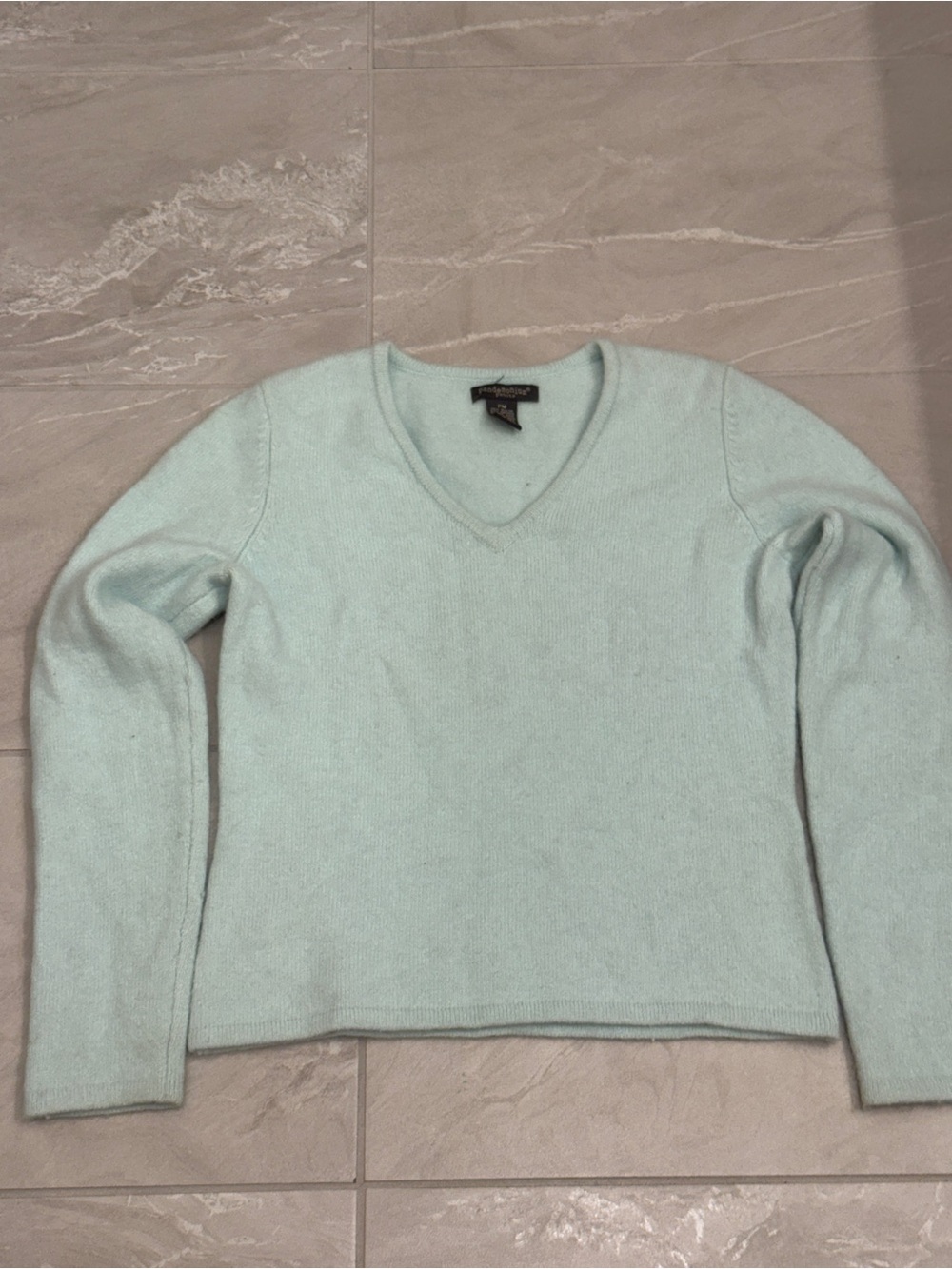 Angora Blend Mint Green V-Neck Knit Sweater Soft Girl Pastel Preppy Quiet Luxury